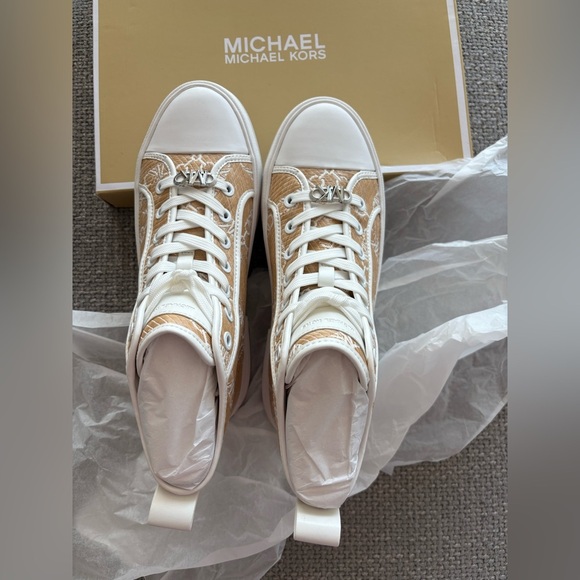 Michael Kors Evy High-Top Straw Sneakers Size 8.5 — Not Outlet - Picture 4 of 15